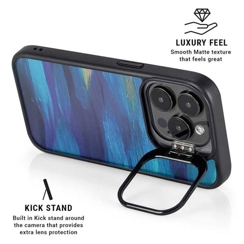 Ocean Blue Brush Stroke by Etta Vee iPhone 14 Pro Kickstand Case